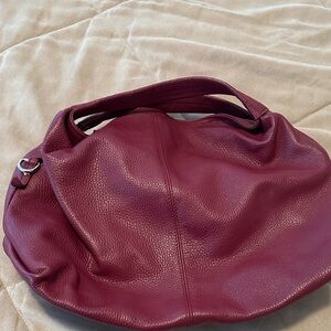 Furla Pebbled Leather Hobo in Berry